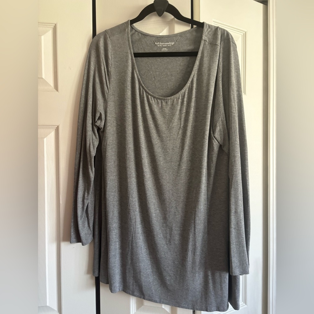 Soft Surroundings Heather Gray Long Sleeve Top